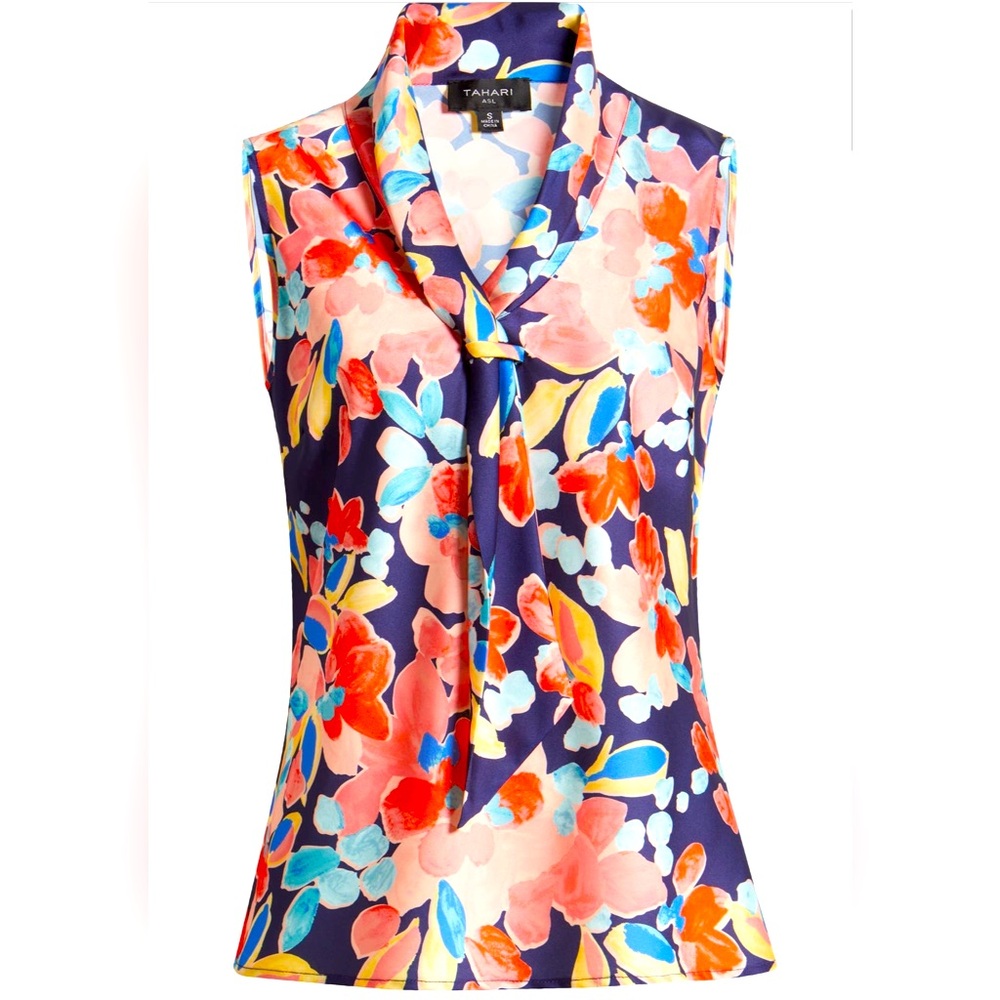 Tahari ASL Sleeveless Blouse Sz L